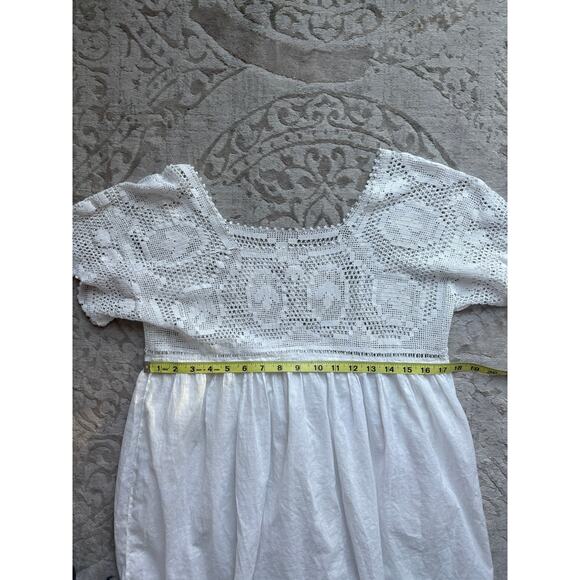 Vintage Inspired White Cotton Crochet Lace Dress Women’s Small Boho Cottagecore - Picture 4 of 5